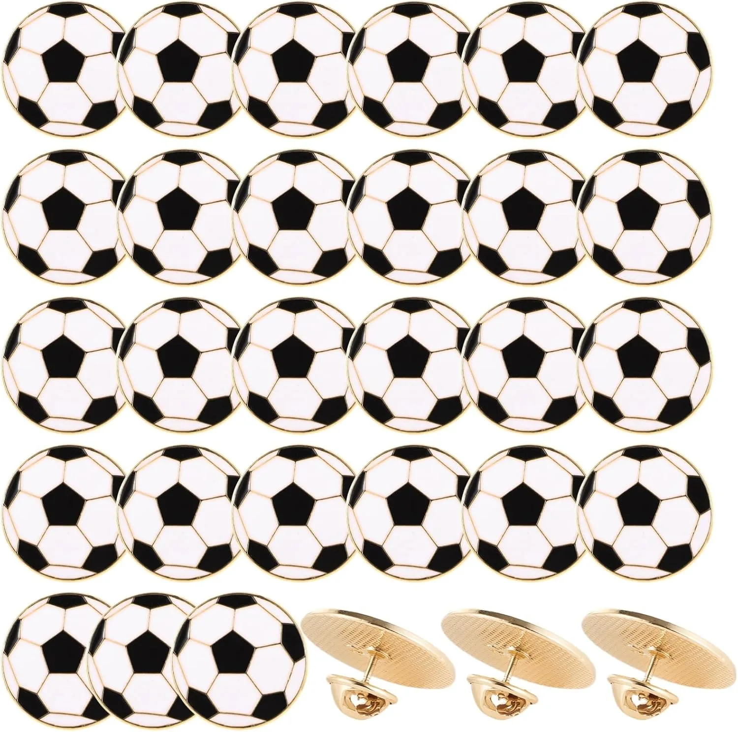 30 Pcs Sports Lapel Pins, Soccer Ball Enamel Pins, Football Metal Shirt Tie Brooches, Sports-themed Hat Charm Decorations for Backpack, Pin Presents for Ball Lovers, 0.98"