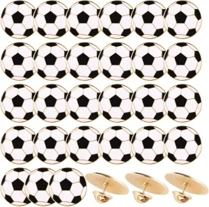 30 Pcs Sports Lapel Pins, Soccer Ball Enamel Pins, Football Metal Shirt Tie Brooches, Sports-themed Hat Charm Decorations for Backpack, Pin Presents for Ball Lovers, 0.98"
