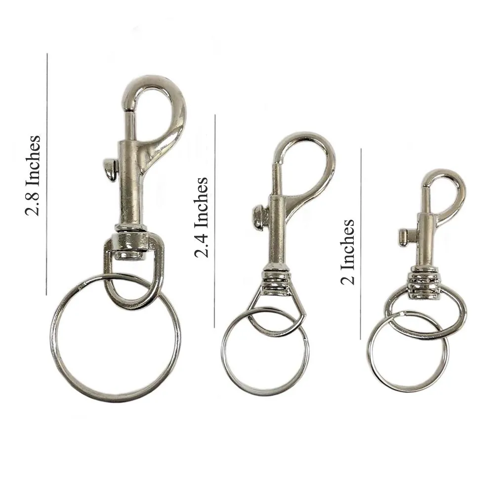 3PC Heavy Duty Swivel Eye Bolt Snap Hook Set Round Silver Key Chain Pet Leash