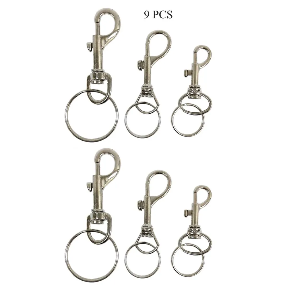 9PC Round Steel Swivel Eye Bolt Snap Hook Key Chain Pet Leash Multipurpose Clasp