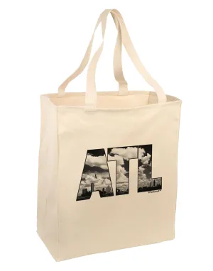 ATL Atlanta Text Large Grocery Tote Bag by TooLoud