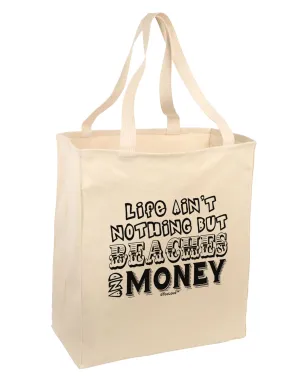 Beaches and Money Large Grocery Tote Bag by TooLoud