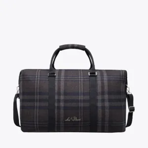 Check Wool Weekend Bag (Coffee Brown   Dark Grey)