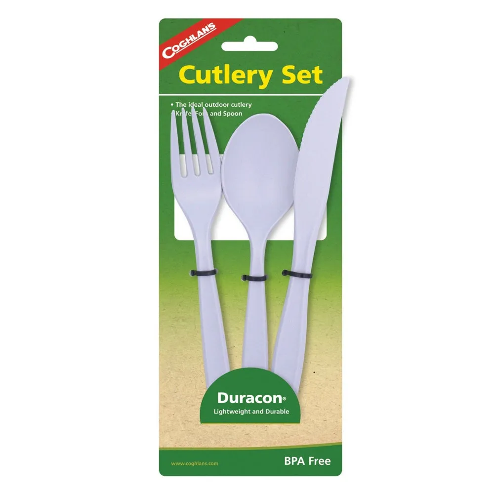 Coghlans Lexan Resin Cutlery Knife Fork Spoon Set Lightweight Utensils Camping