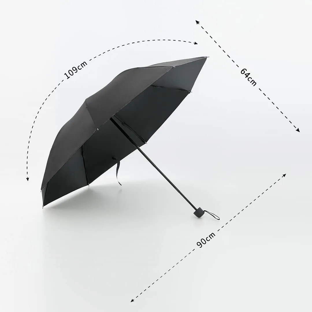 Kuber Industries 3 Fold Manual Umbrella|Windproof, Sunproof & Rainproof|With Polyester Canopy, Sturdy Steel Shaft & Wrist Straps|Easy to Hold & Carry|Umbrella for Women, Men & Kids |Black (Pack Of 6)