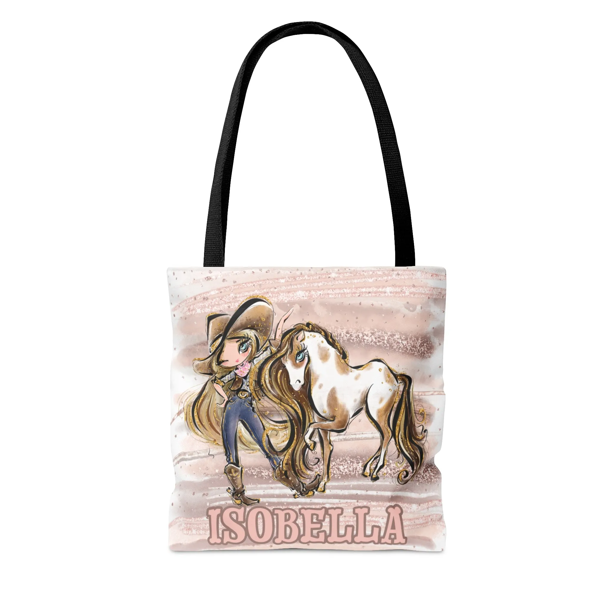 Personalised Tote Bag, Cowgirl & Horse, Blonde Hair, Blue Eyes, Tote bag