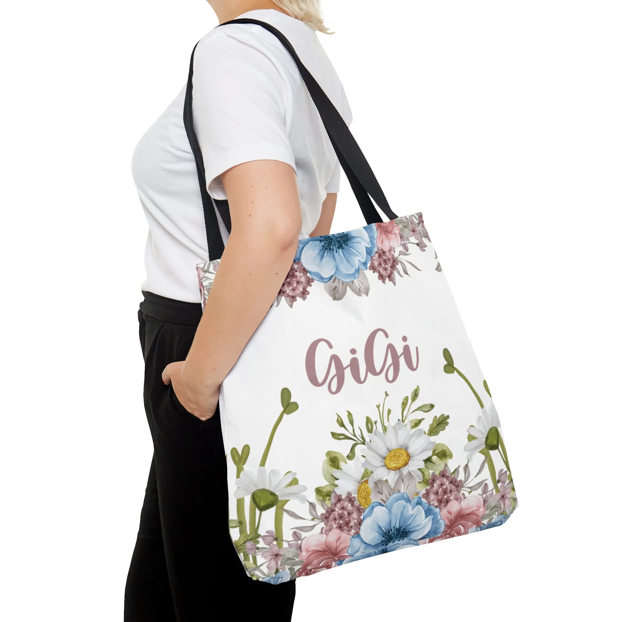 Personalised/Non-Personalised Tote Bag, Floral, GiGi, Tote bag