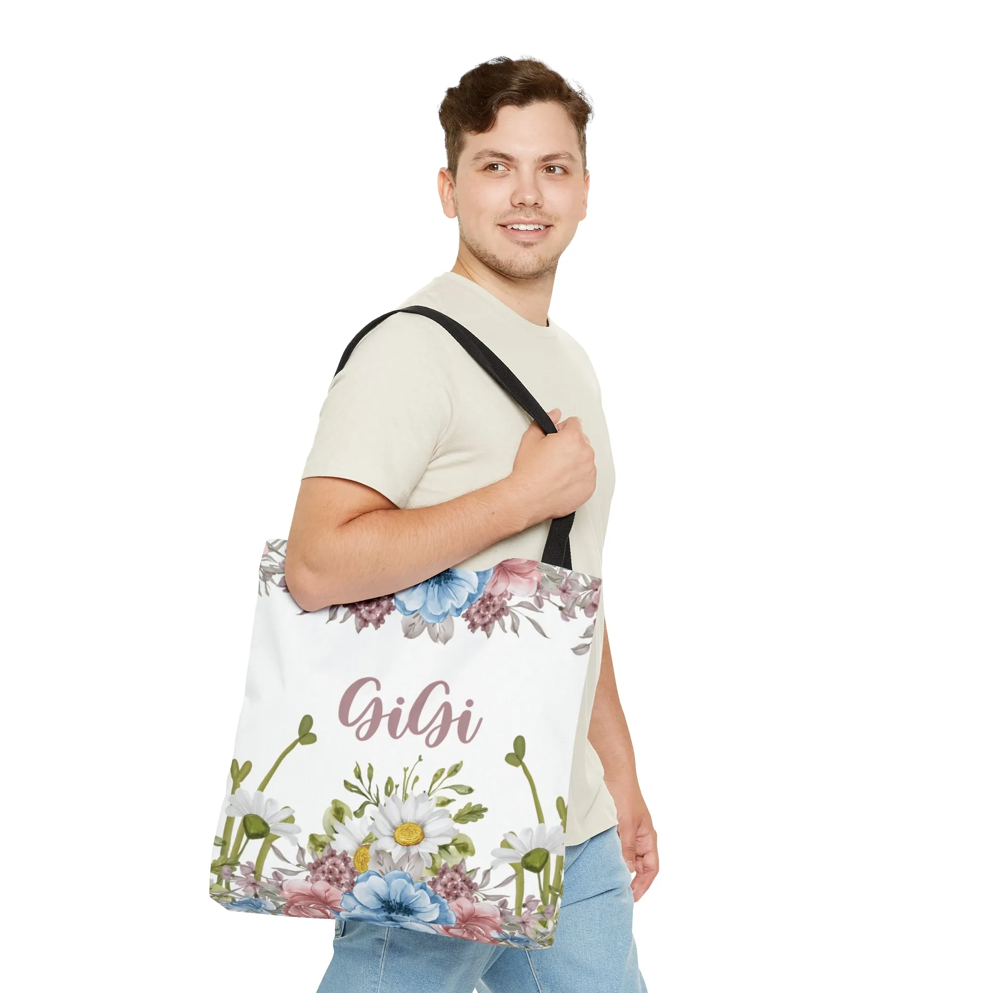 Personalised/Non-Personalised Tote Bag, Floral, GiGi, Tote bag