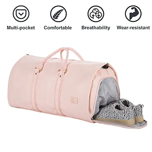 Seyfocnia Convertible Carry on Leather Garment Bag for Women Pink