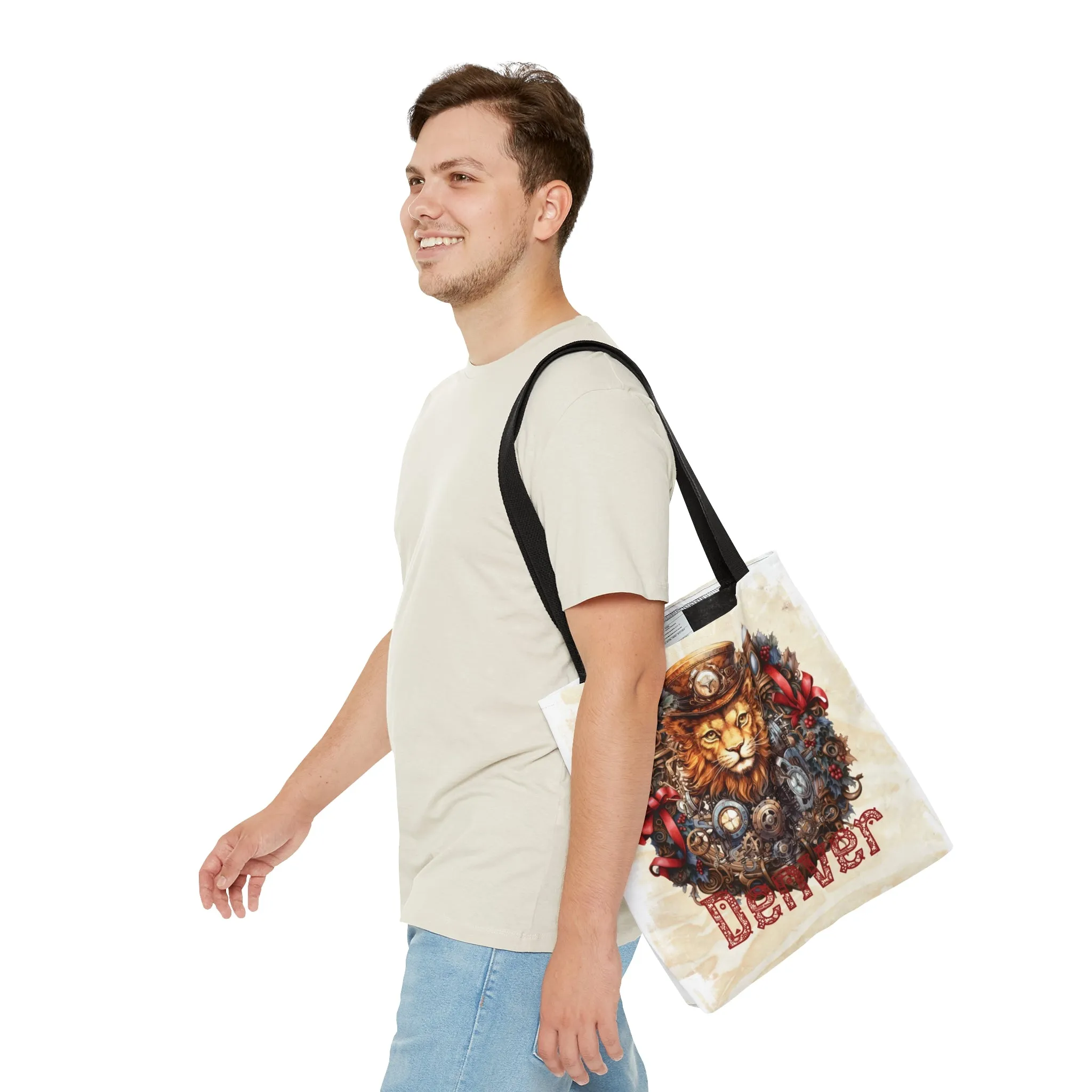 Steampunk Lion wreath Personalised Tote Bag, Steampunk Christmas bag, Christmas Tote Bag, Personalised/Non-Personalised