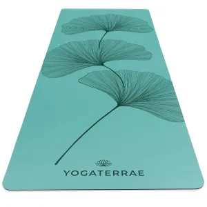 TAPIS DE YOGA GINKGOS DEEP VERT MENTHE EN PU-CAOUTCHOUC NATUREL